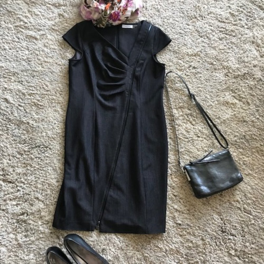 Calvin Klein Gray Cap Sleeve Dress - 12